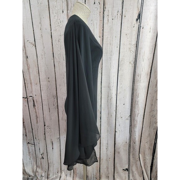 Dalia MacPhee Women's Size 4 Black Sheer Caped Long Sleeve Sheath Dress $260 NEW - Picture 7 of 15